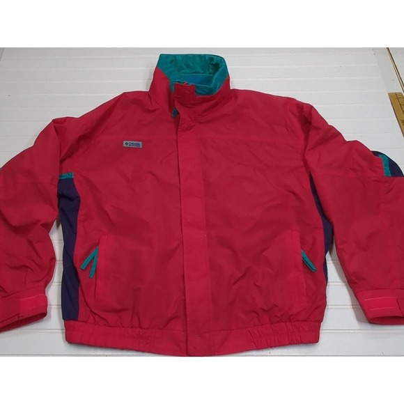 VTG Men's COLUMBIA BUGABOO Jacket Shell Size Mens XL, Red with Teal Accents - Picture 1 of 10